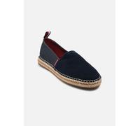 Espadrille TOMMY HILFIGER "HILFIGER FLEX MIX ESPADRILLE", Herren, Gr. 43, blau (dunkelblau), Leder, Textil, Basic, Schuhe, Sommerschuh, Schlupfschuh, Slipper mit seitlichem Logo-Schriftzug (12509823-4