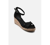 Keilsandalette TOMMY HILFIGER "MID WEDGE ESPAD X CROSS", Damen, Gr. 41, schwarz, Leder, Textil, unifarben, Schuhe, Sommerschuh, Riemchensandale mit Jutebesatz - schmale Form (96924461-41) schwarz