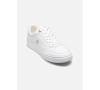 Plateausneaker TOMMY HILFIGER "ESSENTIAL ELEVATED COURT SNEAKER", Damen, Gr. 37, gold (weiß, goldfarben), Leder, sportlich, Schuhe, Freizeitschuh, Halbschuh, Schnürer im Basket-Look (23545360-37) weiß