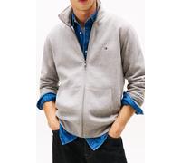 Sweatjacke TOMMY HILFIGER "ESSENTIAL FLEECE STAND COLLAR", Damen, Gr. L, medium grau heather, Sweatware, Obermaterial: 60% Baumwolle, 40% Polyester, normal normal, Rippbündchen, Sweatjacken Sweatjacke