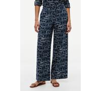Leinenhose TOMMY HILFIGER "ESS LINEN PULL ON PANTS", Damen, Gr. XS (34), N-Gr, flag feathers schwarz night navy, Web, Obermaterial: 100% Leinen, unifarben, regular fit bodenlang, Hosen, in lockerer Pa