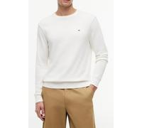 Rundhalspullover TOMMY HILFIGER "ESSENTIAL COTTON", Herren, Gr. L, weiß (ivory petal), Strick, Obermaterial: 100% Baumwolle, regular fit, Rundhals, Rippbündchen, Pullover Rundhalspullover, Crewneck Re