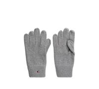 Strickhandschuhe TOMMY HILFIGER "ESSENTIALS FLAG GLOVES", Herren, grau (medium grau heather), Baumwollmischung, Handschuhe, mit Logostickerei (32809442-0) medium grau heather