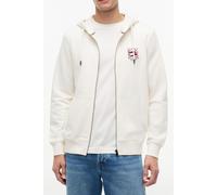 Tommy Hilfiger Flag Embroidery French Terry Zip-thru Hoody Ivory Petal Größe: S | Kaputzenpullis Outlet | Herren | Weiß