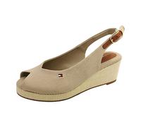 Tommy Hilfiger Damen Wedge Sandalen Flag Mid Slingback Verstellbarer Riemen, Beige (Horseradish), 39