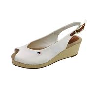 Tommy Hilfiger Damen Wedge Espadrilles Flag Mid Slingback Verstellbarer Riemen, Weiß (Ecru), 38