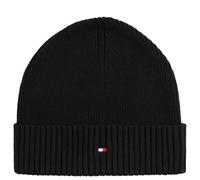 Beanie TOMMY HILFIGER "TH FLAG BEANIE & SCARF", Damen, schwarz, Strick, Baumwollmischung, Mützen, Mütze mit Schal, in Geschenkbox (73014823-0) schwarz