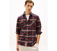 Tommy Hilfiger Flanellhemd Herren Regular Fit Baumwolle bordeaux, L