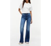 Bootcut-Jeans TOMMY HILFIGER "FLARE KATY RW", Damen, Gr. 31, Länge 30, blau (katy mid), Denim/Jeans, Obermaterial: 78% Baumwolle, 12% Lyocell, 7% Elastomultiester, 3% Elasthan, unifarben, lang, Jeans,