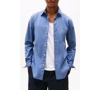 Langarmhemd TOMMY HILFIGER "FLEX POPLIN MINI PRINT RF SHIRT", Herren, Gr. M, N-Gr, blau (preppy navy), Web, Obermaterial: 100% Baumwolle, casual, regular fit, Langarm 1-Knopf-Manschette, Hemden, regul