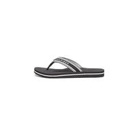Zehentrenner TOMMY HILFIGER "TH WEBBING SUMMER SANDAL", Damen, Gr. 40, schwarz, weiß, Textil, unifarben mit Farbeinsätzen, Basic, Schuhe Zehentrenner, Sommerschuh, Strandschuh, Dianette mit Streifen u
