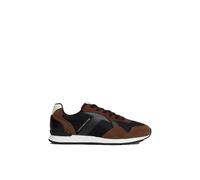 Sneaker TOMMY HILFIGER "T HILFIGER CORE MIX RUNNER", Herren, Gr. 45, Textil, braun (braun kombiniert), Leder, Lederimitat, Textil, Veloursleder, Schuhe Sneaker, Schnürschuh, Halbschuh, Freizeitschuh m