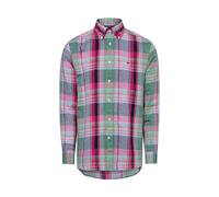 Langarmhemd TOMMY HILFIGER "LINEN BLEND MADRAS CHECK", Herren, Gr. XL, N-Gr, fort grün, multi check, Web, Obermaterial: 57% Baumwolle, 43% Leinen, casual, Langarm Manschette, Hemden (54808765-XL) fort