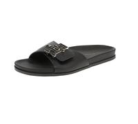 Tommy Hilfiger FW0FW07940 Leather Flat - Damen Schuhe Pantoletten - BDS-Black, Größe:38 EU