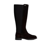 Stiefel TOMMY HILFIGER "ENAMEL FLAG SUEDE HIGH CHELSEA", Damen, Gr. 40, Normalschaft, schwarz, Elastischer Einsatz, Veloursleder, unifarben, Schuhe Stiefel, Blockabsatz, Langschaftstiefel mit Label-Fl