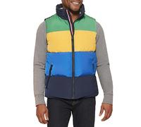 Tommy Hilfiger Gesteppte Herrenweste mit Stehkragen, Grün/Gelb/Blau, XXL