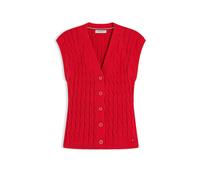 Strickweste TOMMY HILFIGER "MID GG CABLE VEST CARDI", Damen, Gr. XL (46), fire rot, Strick, Obermaterial: 100% Baumwolle, unifarben, regular fit normal, V-Ausschnitt, Westen Strickweste, Baumwolle, mi