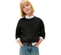 Tommy Hilfiger Girl's Cable Sweater KG0KG08848 Pullover Sweater, Schwarz (Schwarz), 8 Jahre, Schwarz (Schwarz), 8 Jahre