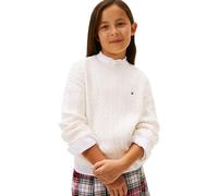 Tommy Hilfiger Girl's Cable Sweater KG0KG08848 Pullover Sweater, Weiß (Ivory Silk), 3 Jahre, Weiß (elfenbeinfarbene Seide), 3 Jahre