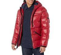 Tommy Hilfiger Glänzende, mittelschwere Herren-Pufferjacke mit Logo, Rot/Ausflug, einfarbig (Getaway Solids), M