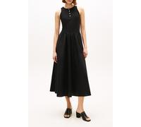 Tommy Hilfiger Damen Midikleid Baumwolle, schwarz, Gr. S