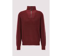 Troyer TOMMY HILFIGER "FISHERMAN RIB ZIP MOCK", Herren, Gr. XL, rot (burgundy), Strick, Obermaterial: 45% Nylon, 30% Baumwolle, 25% Wolle, relaxed fit normal, Rippstrickbündchen, Pullover Troyer, rela