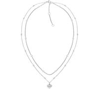 Kette mit Anhänger TOMMY HILFIGER "LAYERED", edelstahlfarben, rot, blau, weiß, Halsketten, Damen, Edelstahl, L: 45,5 B: 2mm, B:2mm (65618926-0) edelstahlfarben, rot, blau, weiß