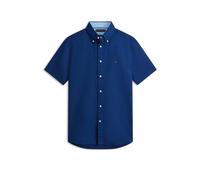 Kurzarmhemd TOMMY HILFIGER "LINEN BLEND SOLID", Herren, Gr. M, N-Gr, carbon navy, Web, Obermaterial: 52% Baumwolle, 48% Leinen, regular fit normal, Hemden (83059448-M) carbon navy