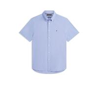 Kurzarmhemd TOMMY HILFIGER "FLEX POPLIN HOUNDSTOOTH", Herren, Gr. M, N-Gr, wedge blau, check, Web, Obermaterial: 100% Baumwolle, unifarben, regular fit normal, Rundhals, eingesetzt abgesteppte Kante, 