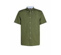 Tommy Hilfiger Herren Hemd mit Leinen LINEN BLEND SOLID SS RF SHIRT, oliv, Gr. S