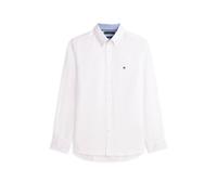 Langarmhemd TOMMY HILFIGER "LINEN BLEND SOLID BTD", Herren, Gr. L, N-Gr, weiß, Web, Obermaterial: 52% Baumwolle, 48% Leinen, regular fit normal, Manschette, Hemden, regular fit, Button-down-Kragen (34