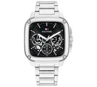Multifunktionsuhr TOMMY HILFIGER "Herald Skeleton", silberfarben, schwarz, Armbanduhren, Herren, Quarzuhr, Armbanduhr, Herrenuhr, Edelstahlarmband, analog (83282364-0) silberfarben, schwarz