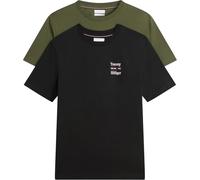Tommy Hilfiger Herren T-Shirt 2er-Pack Chest Graphic Reg Tees Mw0mw45091 S/S, Schwarz/Huntsman Green, XL