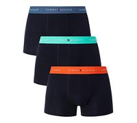 Tommy Hilfiger Herren 3er Pack Boxershorts Trunks mit Logobund, Mehrfarbig (Deep Orange/Jade Green/Blue Coast), L