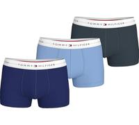 Tommy Hilfiger Herren 3er Pack Boxershorts Trunks mit Logobund, Mehrfarbig (Vibrant Indi/Vessel Blue/Mil Denim), S