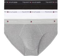 Tommy Hilfiger Herren 3er Pack Unterhosen Hip Briefs mit Logobund, Mehrfarbig (Mid Hthr/ Blck/ Th Wht), L