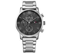 Tommy Hilfiger Herren 44mm Analoge Multifunktions-Quarzuhr - Graues Sunray-Zifferblatt, Silbernes Edelstahlarmband, 3 Hilfszifferblätter, 3ATM Wasserdichtigkeit - 1791397