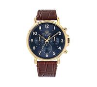 Tommy Hilfiger Herren 46mm Analog Multifunktions-Quarzuhr - 3 Hilfszifferblätter, Edelstahl- oder Lederarmband, 5 ATM Wasserdicht