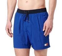Badeshorts "MEDIUM DRAWSTRING", Herren, Gr. S (48), N-Gr, blau (wedge blau), Polyamid, TOMMY HILFIGER SWIMWEAR, unifarben, casual, Badehosen, mit Logo-Patch, mit kontrastfarbenem Bund (31458564-S) wed