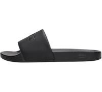 Pantolette TOMMY HILFIGER "HILFIGER PRINT TUMBLE POOL SLIDE", Herren, Gr. 40, schwarz, Lederimitat, sportlich, Schuhe, Hausschuh, Sommerschuh, Strandschuh mit Logoschriftzug (62863143-40) schwarz
