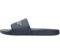 Pantolette TOMMY HILFIGER "TOMMY HILFIGER RAISED POOL SLIDE", Herren, Gr. 43, dunkelblau, Synthetik, Schuhe Pantolette, Sommerschuh, Badeschuh, Haussschuh mit Logoschriftzug (38775811-43) dunkelblau