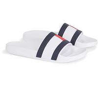 Tommy Hilfiger Herren Badeschuhe Rubber TH Flag Pool Slide Badelatschen, Weiß (White), 45 EU