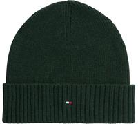 Strickmütze TOMMY HILFIGER "TH FLAG PIMA COTTON BEANIE", Damen, grün (majestic emerald melange), Baumwollmischung, Mützen Strickmütze, Beanie mit Logostickerei, mit Kaschmiranteil Unisex (11190661-0)