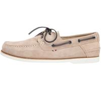 Bootsschuh TOMMY HILFIGER "TH BOAT SHOE CORE SUEDE", Herren, Gr. 41, beige, Veloursleder, unifarben, Basic, Schuhe Bootsschuh, Bootsschuh, Schnürer mit Ziernaht und Durchzügen (34280247-41) beige