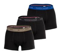TOMMY HILFIGER Herren Boxershorts, 3er Pack - Trunks, Logo, Cotton Stretch Schwarz/Blau/Oliv S