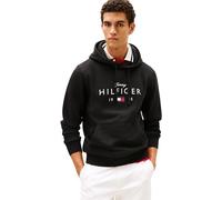 Hoodie TOMMY HILFIGER "BRAND LOVE BIG HILFIGER", Herren, Gr. M, schwarz, Sweatware, Obermaterial: 77% Baumwolle, 23% Polyester, regular fit normal, Rippbündchen, Sweatshirts Hoodie, mit Logo-Grafik, n