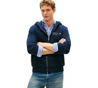 Tommy Hilfiger Sweatjacke mit Logo-Detail aus reiner Baumwolle in Marine, Größe XL