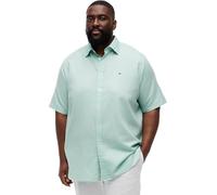 Kurzarmhemd "BT- LINEN BLND SOLID", Herren, Gr. 3XL, N-Gr, crushed mint, Web, Obermaterial: 52% Baumwolle, 48% Leinen, TOMMY HILFIGER BIG & TALL, regular fit, Hemden, Große Größen, Button-down-Kragen,
