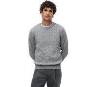 Strickpullover TOMMY HILFIGER "CLASSIC CABLE CREW NECK mit Strukturstrick und Flaglabel", Herren, Gr. L, grau (medium grau heather), Obermaterial: 100% Baumwolle, normal, Rundhals, Bündchen, Pullover