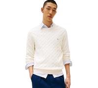 Tommy Hilfiger Herren Classic Cotton Cable Crew Neck MW0MW33132 Pullover Sweater, Gelb, L, Gelb (elfenbeinfarbenes Blütenblatt), L